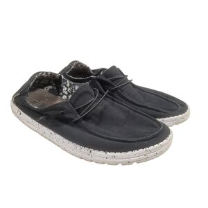Hey Dude Wendy Black Odyssey Canvas Slip On Shoes sz 9
